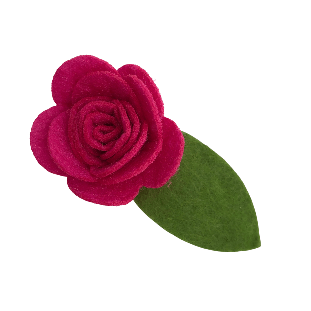 Felt Flower Snap Clip Hair clips Ponytails and Fairytales Fuschia (dark pink)