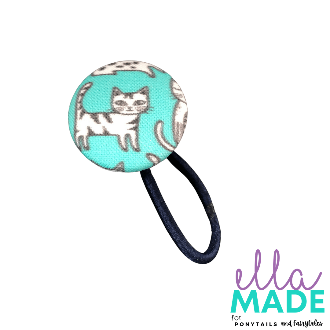Limited Edition: Cats Covered Buttons Hair clips Ella Made Hair Tie