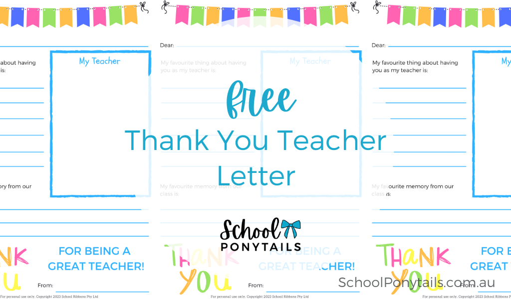 F R E E  Thank You Teacher Printable from School Ponytails