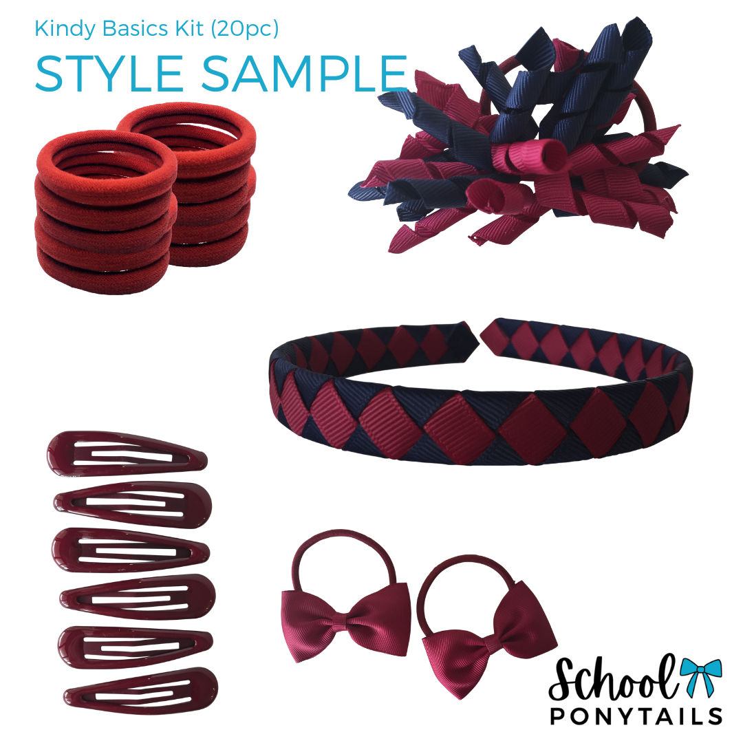 Burgundy & Light Grey & White Hair Accessories