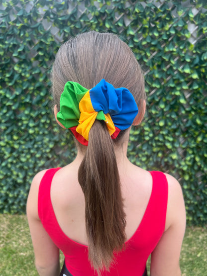 4 Faction Rainbow Scrunchies - Red, Blue, Green, Yellow
