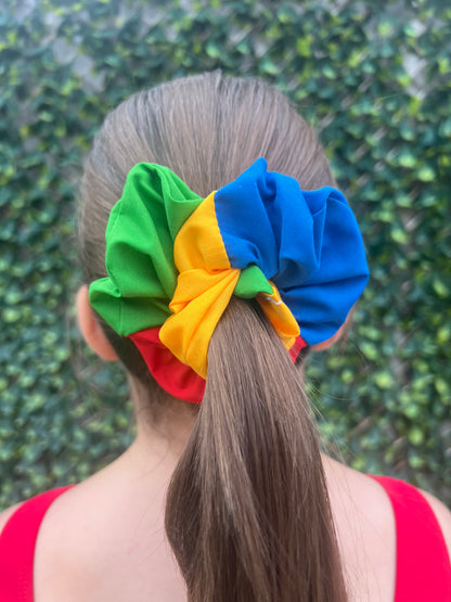 4 Faction Rainbow Scrunchies - Red, Blue, Green, Yellow