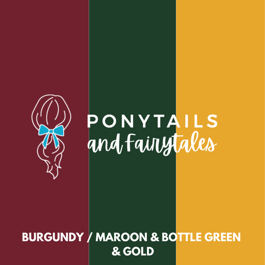 Burgundy & Bottle Green & Gold Hair Accessories