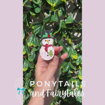 Shiny Snowman Hair Clip