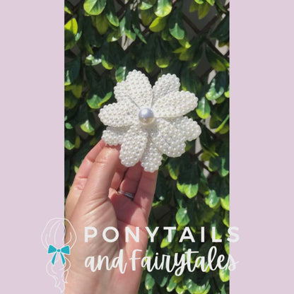 Pearl Embellished Flower Clip