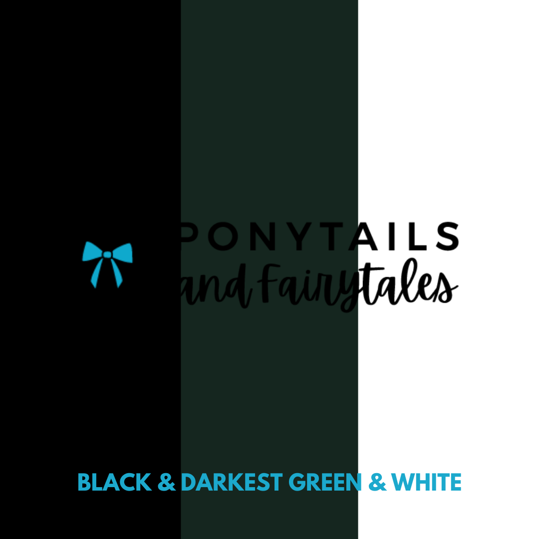 Dark Petrol Green & Black & White Hair Accessories - Ponytails and Fairytales