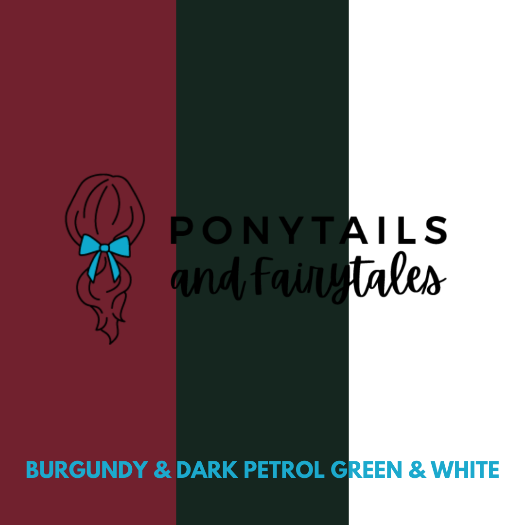 Burgundy & Dark Petrol Green & White Hair Accessories
