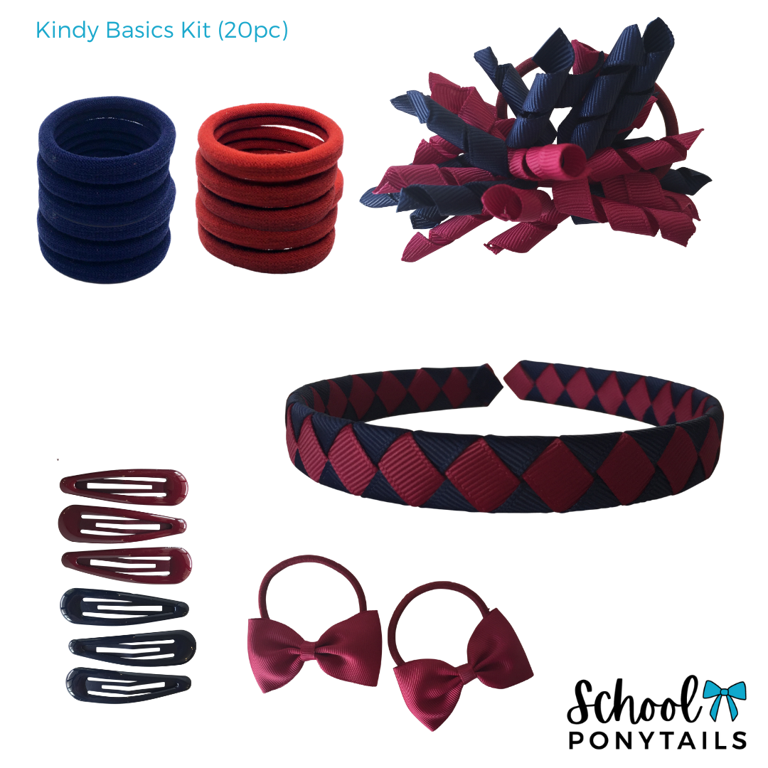 Red & Navy Hair Accessories - Ponytails and Fairytales