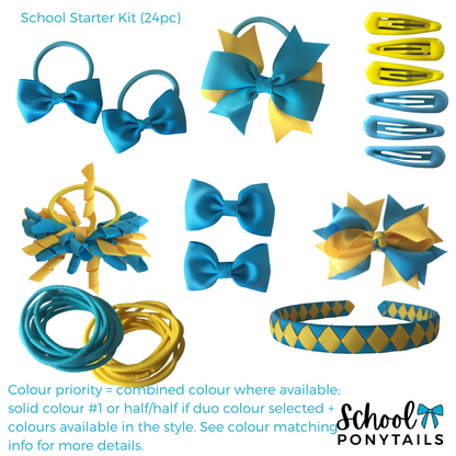 Turquoise & Yellow Hair Accessories - Ponytails and Fairytales
