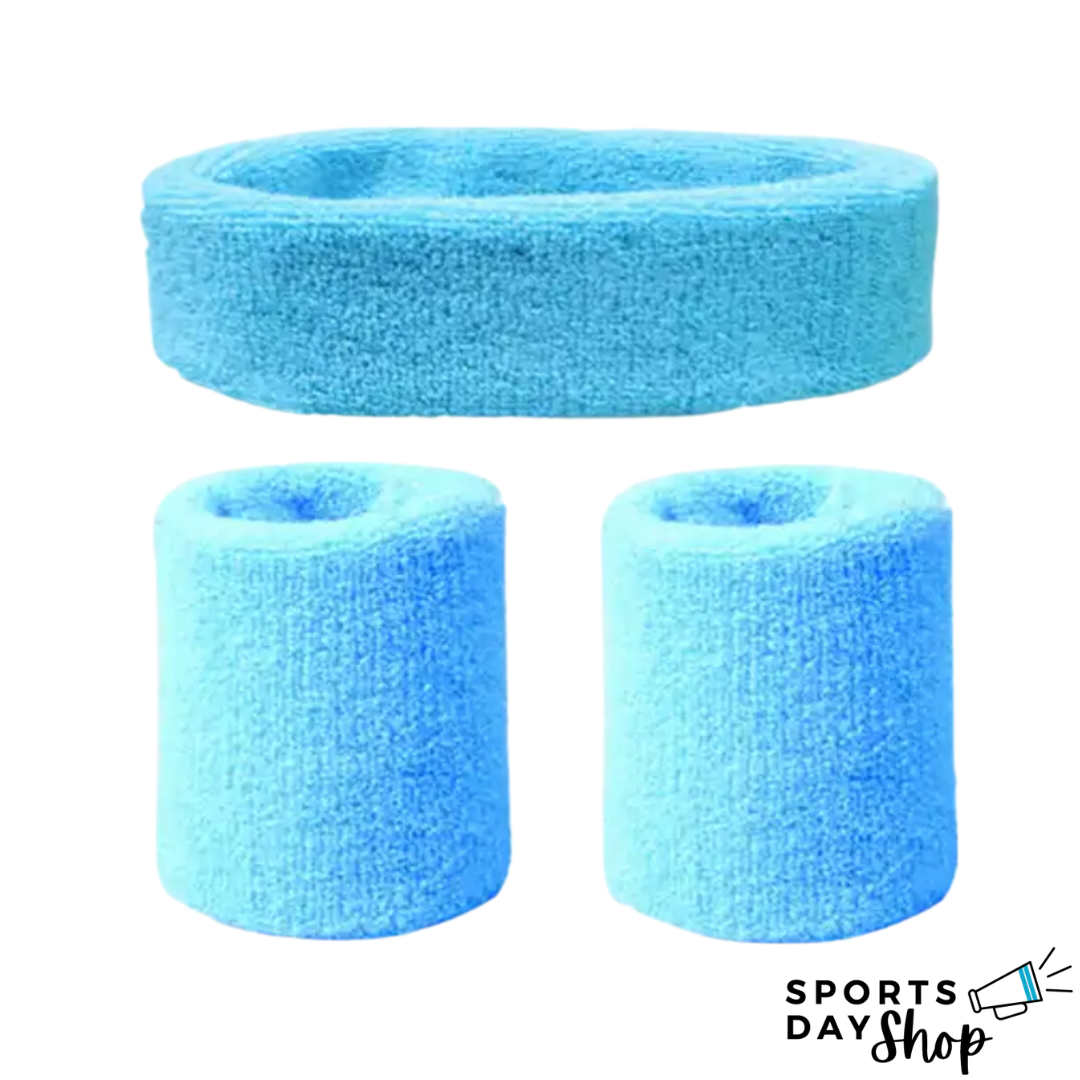 Blue Sweat Band Set (3pc) - Ponytails and Fairytales