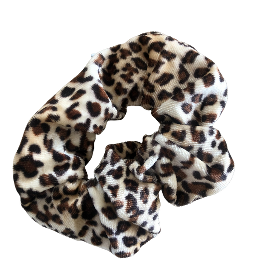 Secret Pocket Zipper Scrunchie - Leopard Velvet