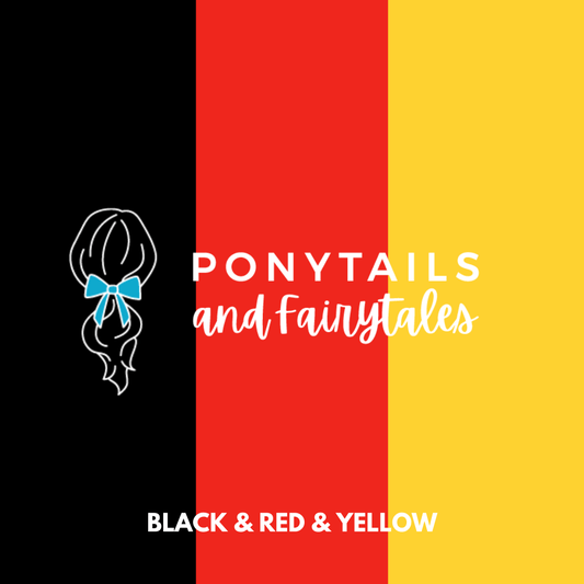 Aboriginal Colours - Red Yellow & Black Hair Accessories - Assorted Hair Accessories - School Uniform Hair Accessories - Ponytails and Fairytales