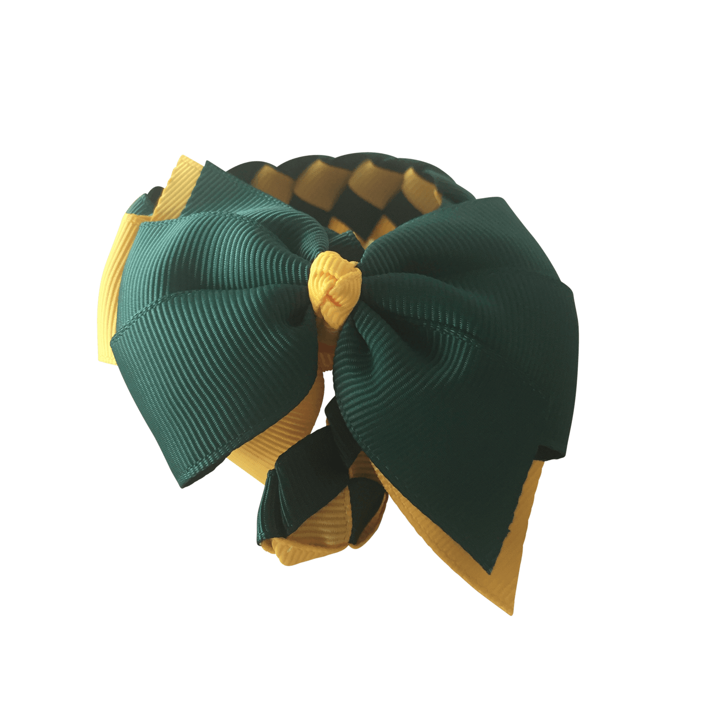 Bottle Green & Yellow Hair Accessories - Ponytails and Fairytales
