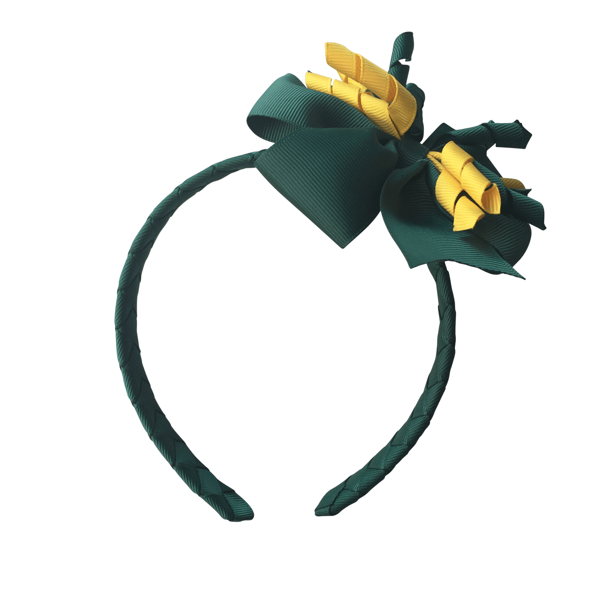 Bottle Green & Yellow Hair Accessories - Ponytails and Fairytales