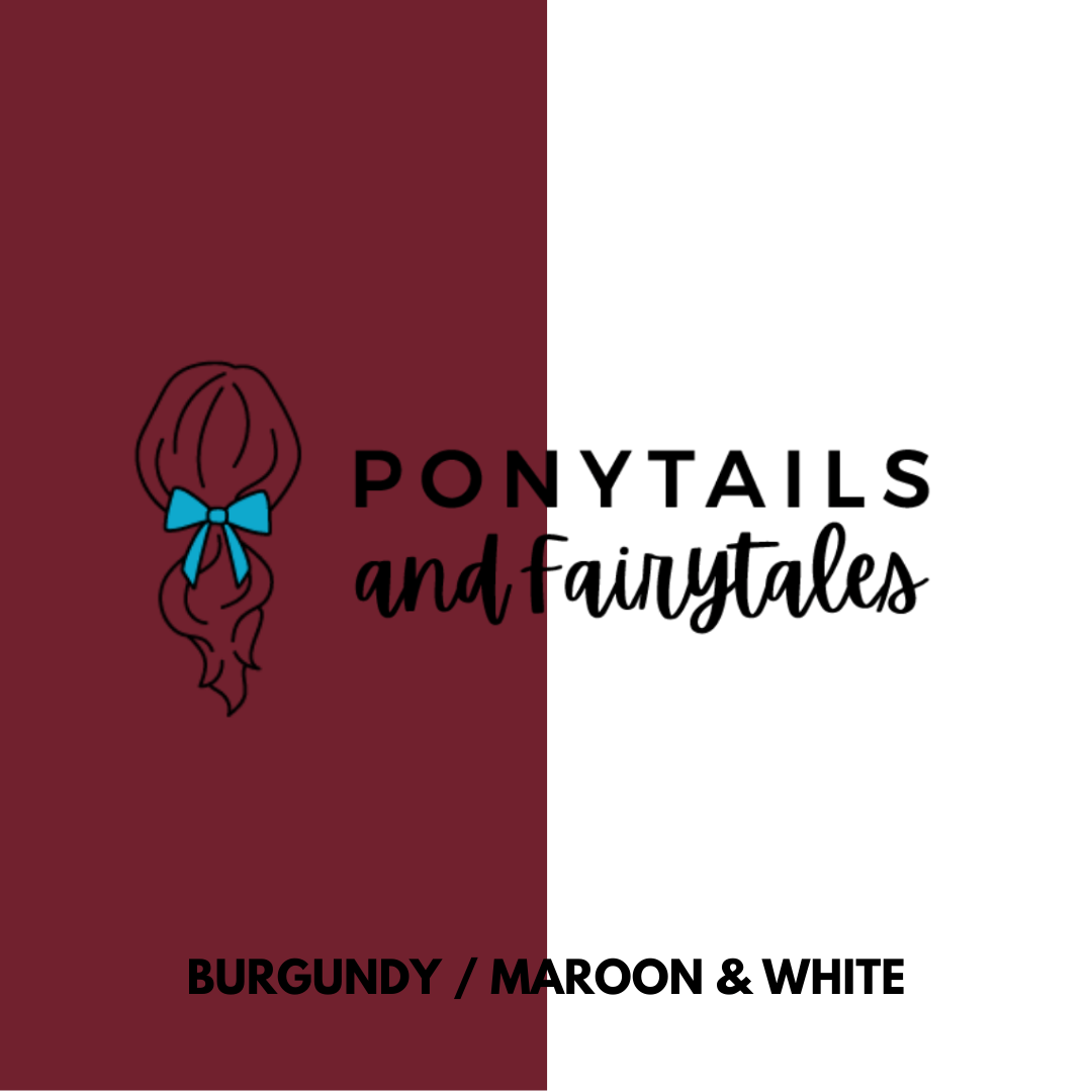 Burgundy / Maroon & White Hair Accessories Assorted Hair Accessories School Ponytails - Colours 