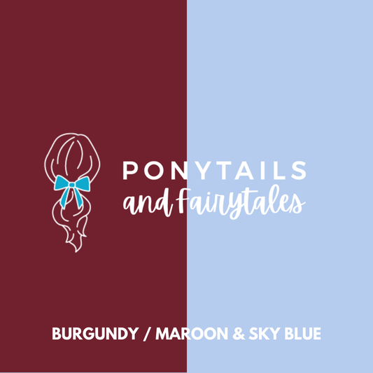 Burgundy & Sky Blue Hair Accessories - Assorted Hair Accessories - School Uniform Hair Accessories - Ponytails and Fairytales