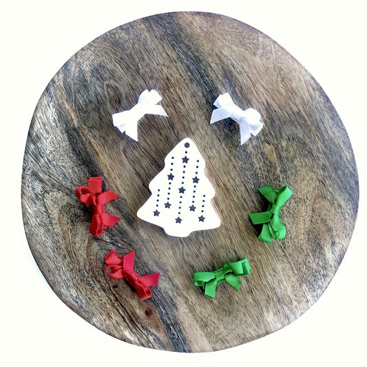 Christmas Bow Clip Set (6pc) - christmas - School Uniform Hair Accessories - Ponytails and Fairytales