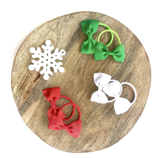 Christmas Bowtie Set (6pc) - christmas - School Uniform Hair Accessories - Ponytails and Fairytales