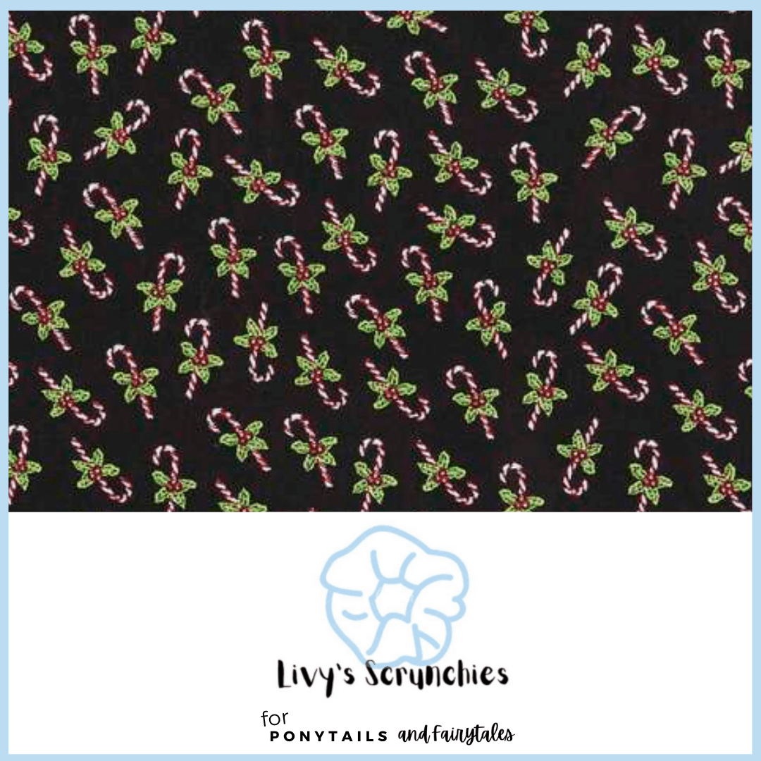 Christmas Scrunchie - Black hair ties Ponytails and Fairytales 