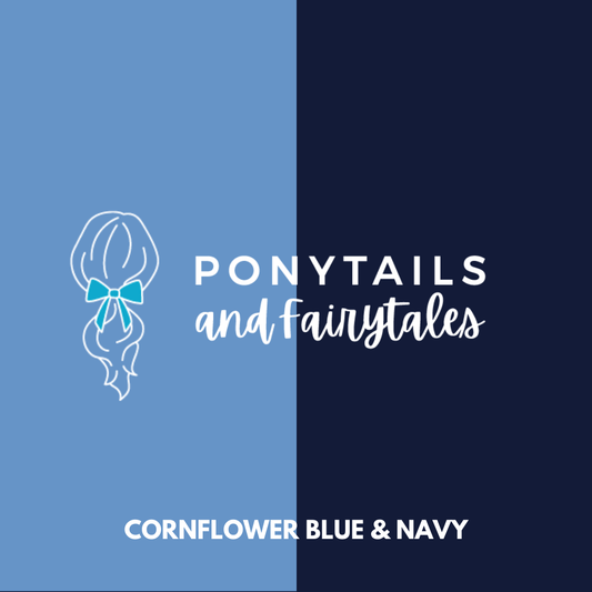 Cornflower Blue & Navy Hair Accessories - Ponytails and Fairytales