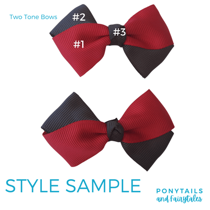 Custom Colours: Choose Your Own (3) Assorted Hair Accessories School Ponytails - Colours Bowtique Bow - 2pc (clip) 