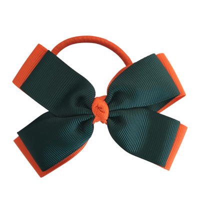 Darkest Petrol Green & Orange Hair Accessories - Ponytails and Fairytales
