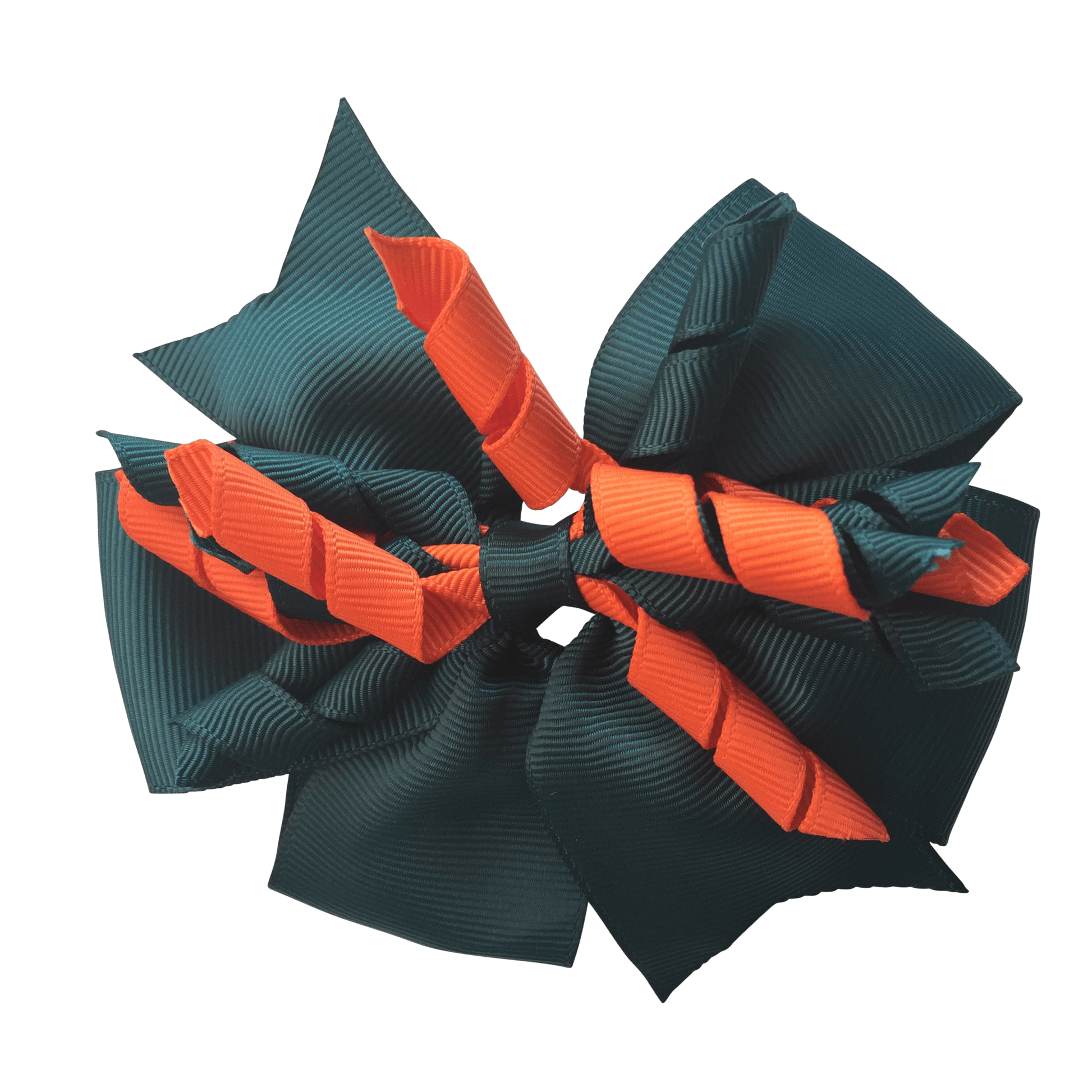 Darkest Petrol Green & Orange Hair Accessories - Ponytails and Fairytales