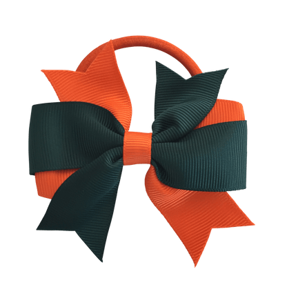 Darkest Petrol Green & Orange Hair Accessories - Ponytails and Fairytales