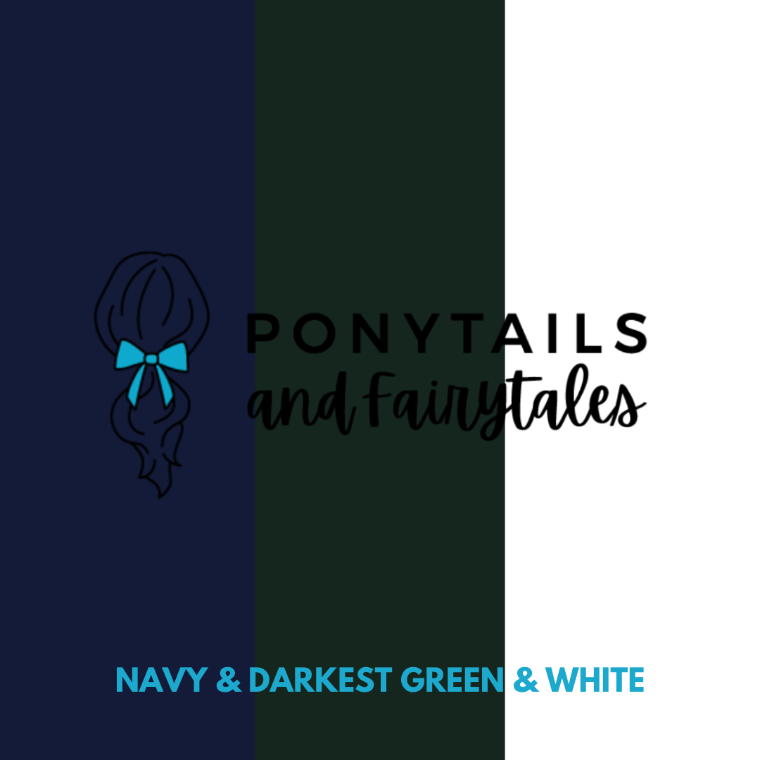 Darkest Petrol Green & Navy & White Hair Accessories Assorted Hair Accessories School Ponytails - Colours 