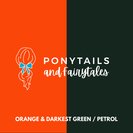 Darkest Petrol Green & Orange Hair Accessories - Ponytails and Fairytales