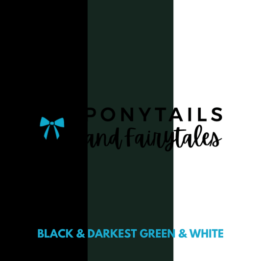 Darkest Petrol Green & Black & White Hair Accessories - Ponytails and Fairytales