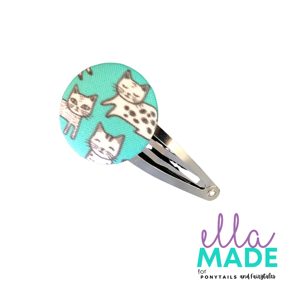 Limited Edition: Cats Covered Buttons Hair clips Ella Made Snap Clip 