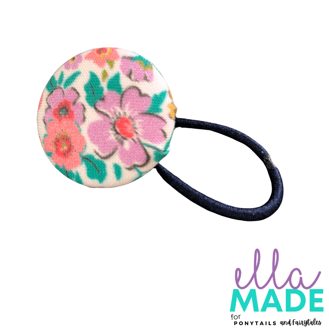 Limited Edition: Ditsy Floral Covered Buttons Hair clips Ella Made Hair Tie 