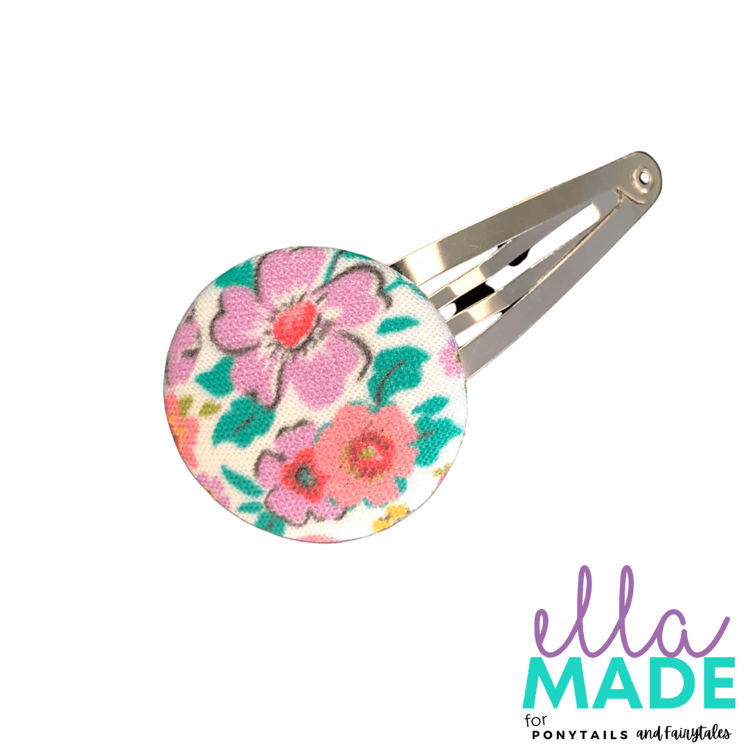 Limited Edition: Ditsy Floral Covered Buttons Hair clips Ella Made Snap Clip 