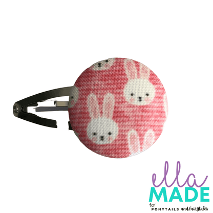 Limited Edition: Easter Bunny (Pink) Covered Buttons Hair clips Ella Made 