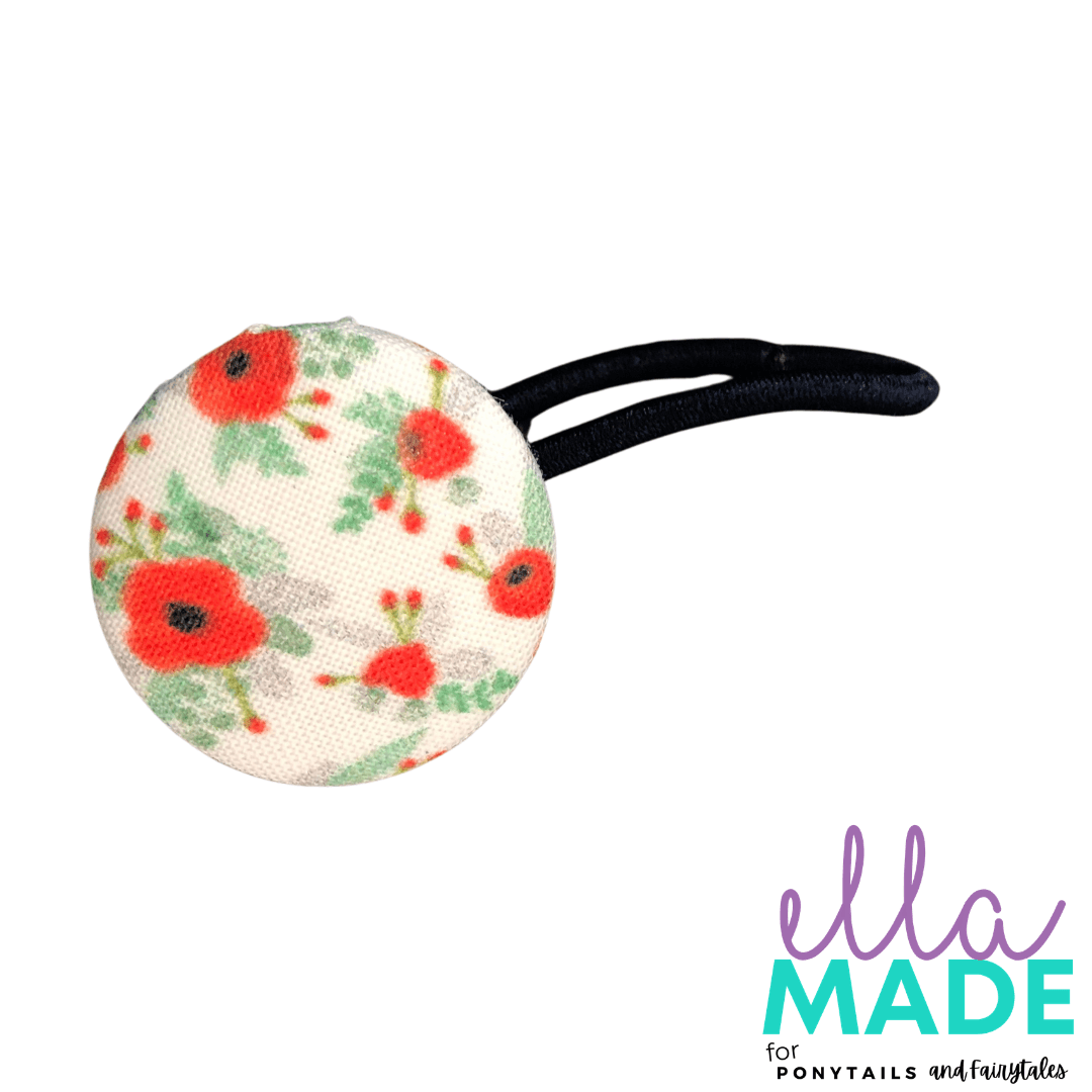 Limited Edition: Remembrance Poppies Covered Buttons Hair clips Ella Made Hair Tie 