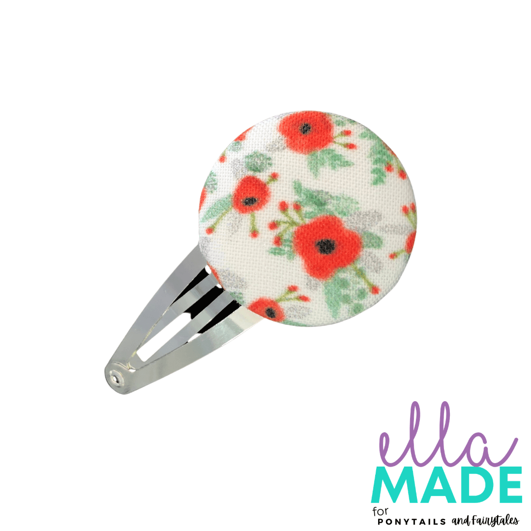 Limited Edition: Remembrance Poppies Covered Buttons Hair clips Ella Made Snap Clip 