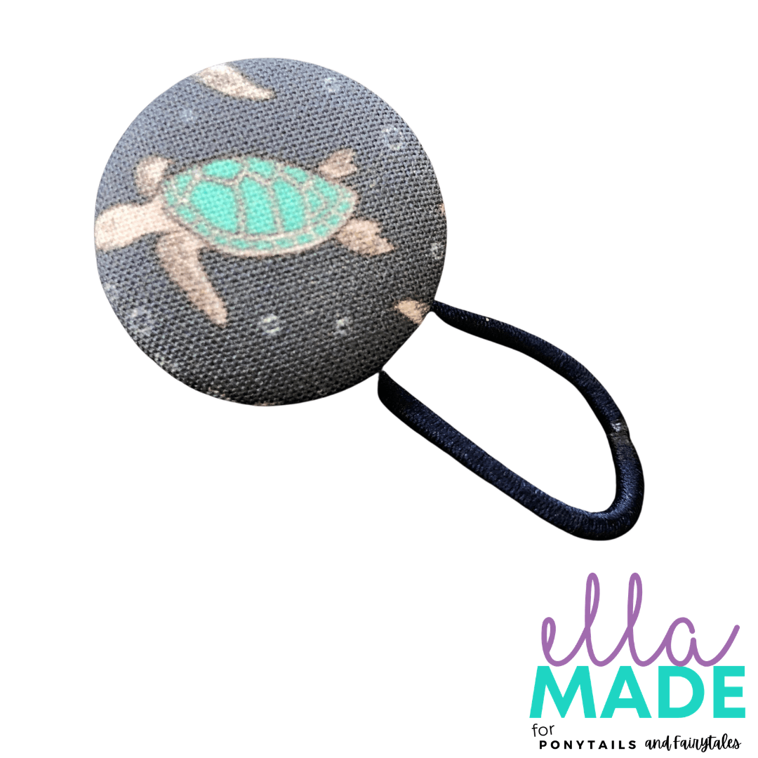 Limited Edition: Sea Turtle Covered Buttons Hair clips Ella Made Hair Tie 