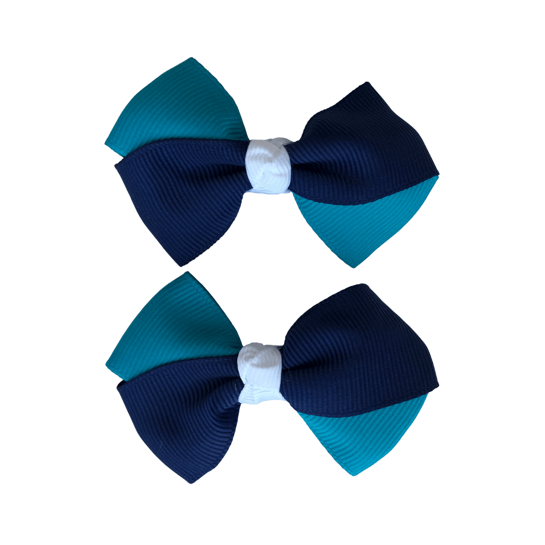 Navy & Teal & White Hair Accessories - Assorted Hair Accessories - School Uniform Hair Accessories - Ponytails and Fairytales