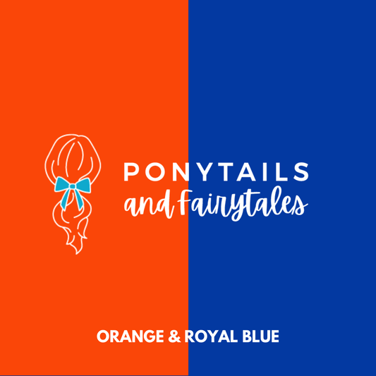 Orange & Royal Blue Hair Accessories Assorted Hair Accessories School Ponytails - Colours 