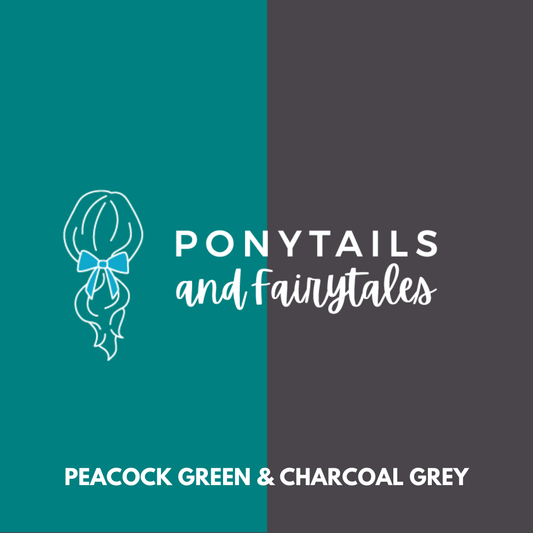 Peacock Green & Charcoal Grey Hair Accessories Assorted Hair Accessories School Ponytails - Colours 