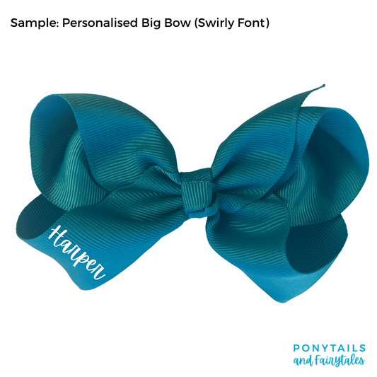 Personalised Big Bow - Hair clips - School Uniform Hair Accessories - Ponytails and Fairytales