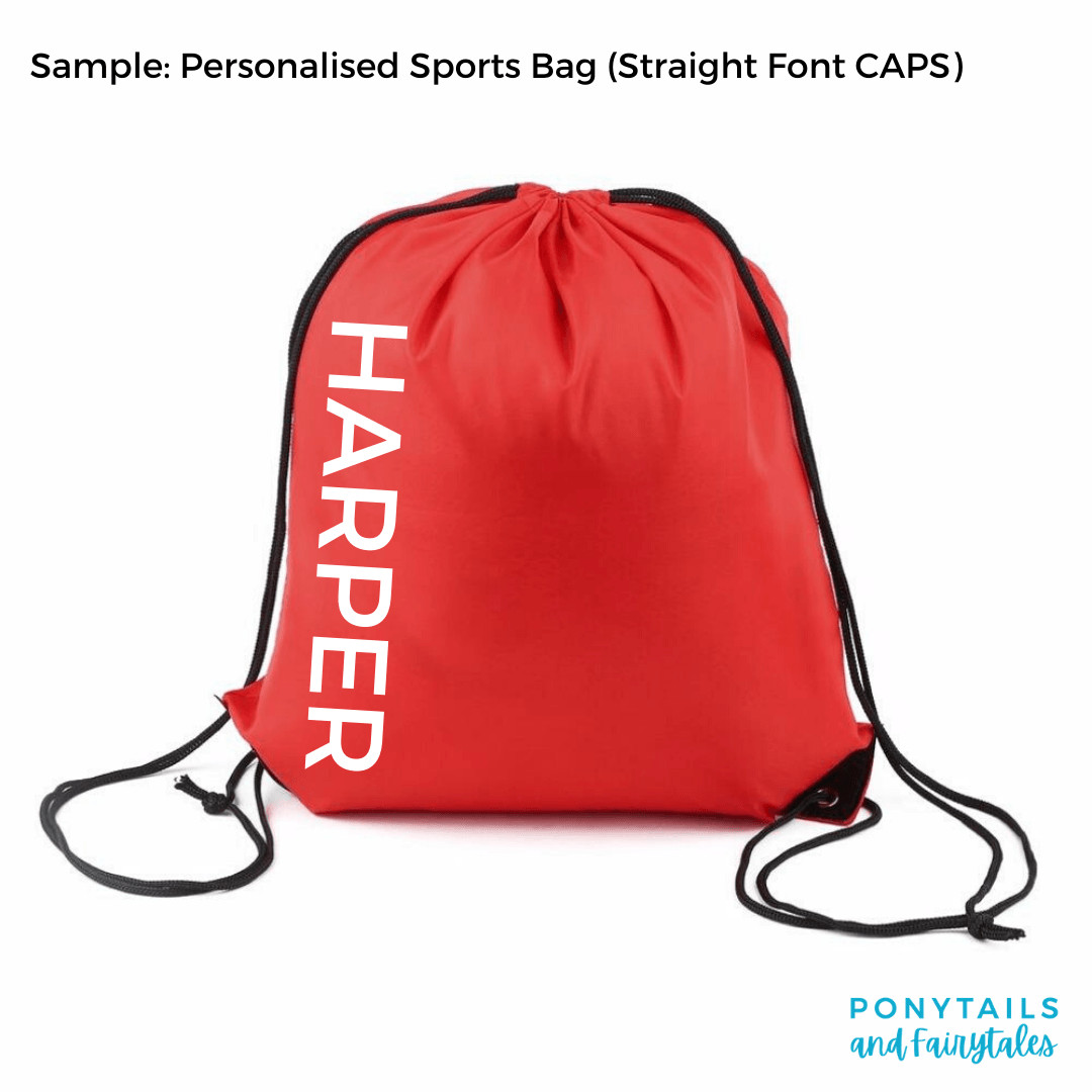 Personalised Sports and Library Bags - Carnival and event - School Uniform Hair Accessories - Ponytails and Fairytales