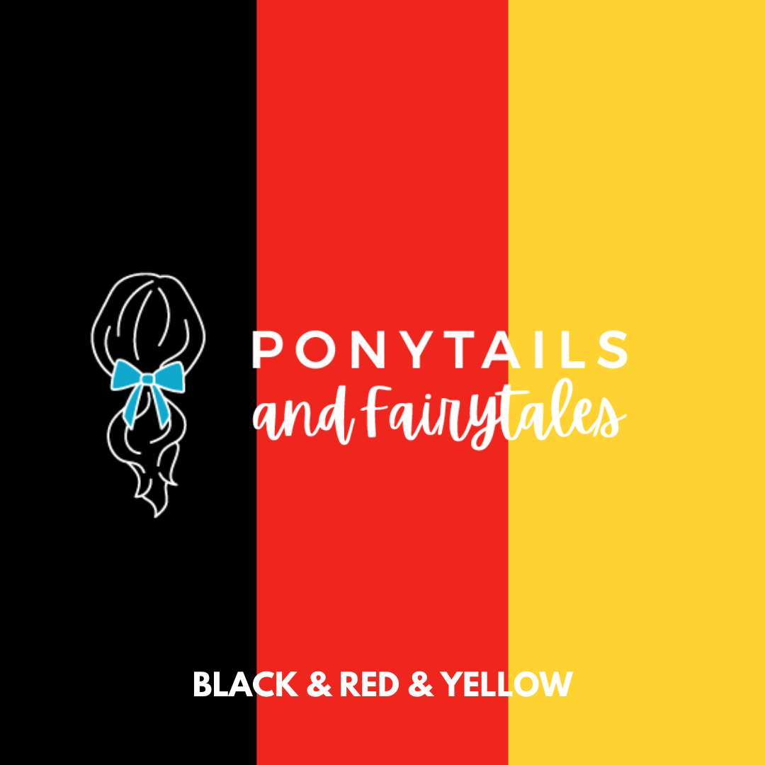 Ponytail Streamer Hair clips School Ponytails Yellow & Red & Black 