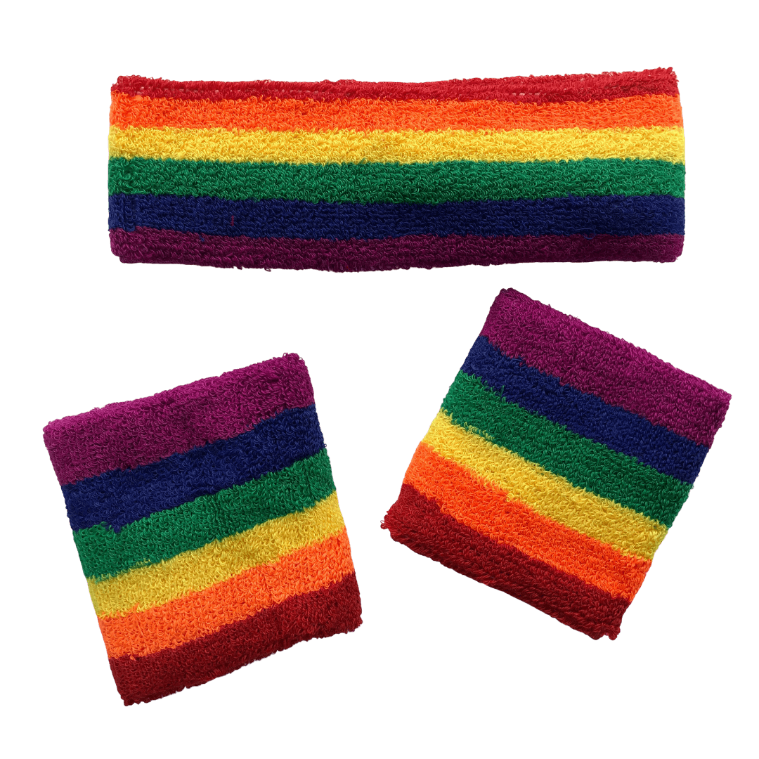 Rainbow Sweat Band Set (3pc) - Carnival and event - School Uniform Hair Accessories - Ponytails and Fairytales