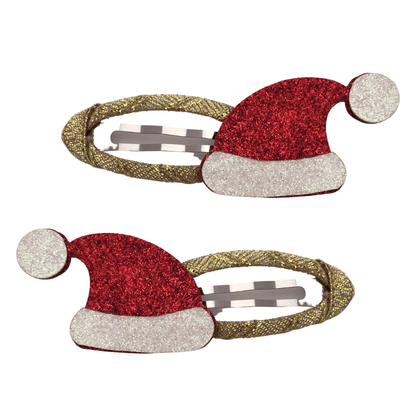 Santa Hat Christmas Snap Clips christmas Ponytails and Fairytales 