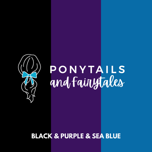 Sea Blue, Purple, & Black Hair Accessories - Assorted Hair Accessories - School Uniform Hair Accessories - Ponytails and Fairytales