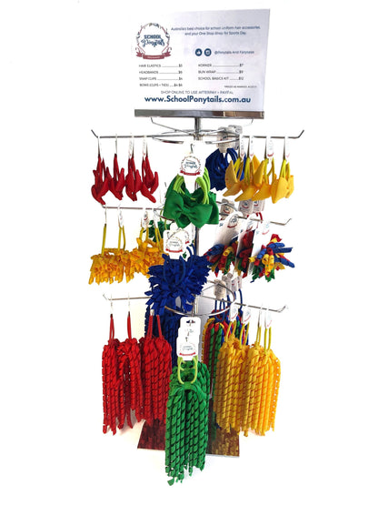 Stockist Display: Faction / House Display - Spinner Display - School Uniform Hair Accessories - Ponytails and Fairytales