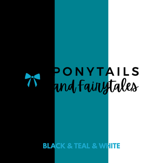 Teal & Black & White Hair Accessories Assorted Hair Accessories School Ponytails - Colours 