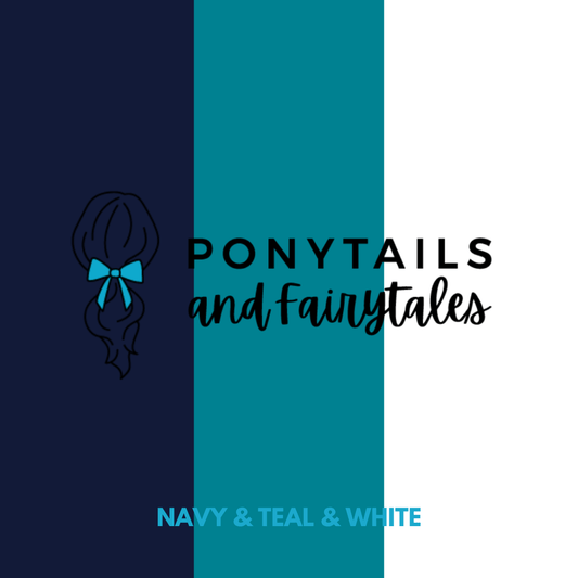 Navy & Teal & White Hair Accessories - Assorted Hair Accessories - School Uniform Hair Accessories - Ponytails and Fairytales